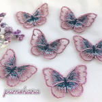 オーガンジー レース刺繍パーツ 蝶 ピンク 35mm 送料無料