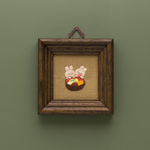 【ちょっと贅沢　おやつの時間】刺繍イラスト(原画)　お部屋に飾る小さなおはなし