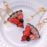 いちごとベリーのガトーショコラタルトバックチャーム　フォーク付き☆誕生日☆フェイクスイーツ☆フェイクケーキ