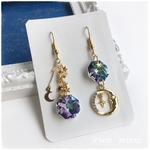 宇宙・三日月にスワロフスキー/ピアス/ノンホールピアス