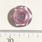 キラキラお花の透明ボタン　ピンク　23mm