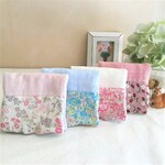 ８重ガーゼハンカチ４set*liberty flower*リバティフラワー*優しい色合い*ジェニーズリボン*いちご*お布団ガーゼ*手洗い*コンパクトサイズ*女の子