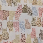 シルエット猫と花柄♪ナチュラル系☆コットンオックス