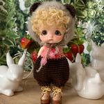  くまさんロンパース＊stodoll用（5インチぐらい）＊イチゴチョコ