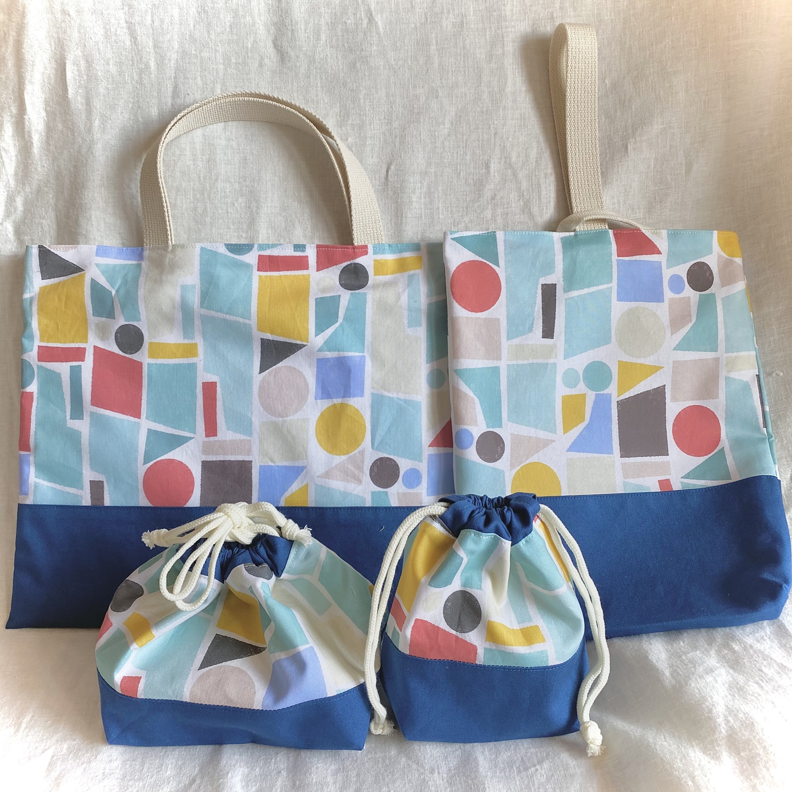 上履き入れ　レッスンバックオーダー☆ FLOWER EMBROIDERY]入園・入学2点セット【2color】フラワーエン