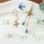 ツバメとお花としずくのピアス(イヤリング) ✿:*