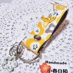 【限定1点】コーギー＆フラワー　合皮製キーストラップ⑨