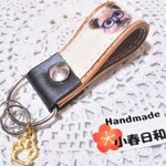 【限定1点 】メガネのヨークシャテリア　合皮製キーストラップ（キーリング）