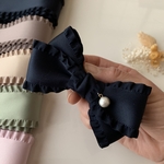 サテンフリルシンプルリボンバレッタ②(ポニーフックに変更可)