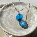 glass simple motif necklace water blue drop