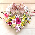 No.wreath-15287★ひな祭りリース21-(6) ハート型うさぎ雛　32x36cm・アートフラワー/造花リース/大型リース