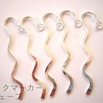 お好きなチャームをぶら下げて。シンプルなブックマーカー金具(ウェーブ/ブライトシルバー)/5本セット
