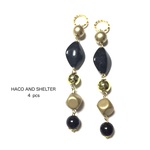 ４pcs★opaque combination charm・black×gold（コンビネーションチャーム）