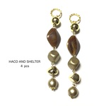 ４pcs★opaque combination charm・brown×gold（コンビネーションチャーム）
