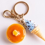 キーリング(キーホルダー)　パンケーキメープル＆チョコミントソフト　食品サンプル　グッズ　ハンドメイド