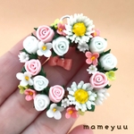 ミニチュア　お花のリース  ピンク