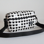 特別値引　生成り　CAT　FACE柄プリント生地　シンプルショルダーバッグ♪　Fm2 Lab.