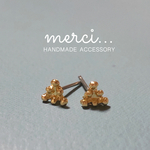 プチサイズ！まるまるさんかくのゴールドピアス　ミニピアス