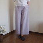 春色のセミワイドパンツ・パステルラベンダー（股下64㎝）