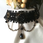 オニキス黒薔薇☆ブレードチョーカー(完全1点もの)