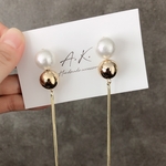ダブルパールチェーンピアス／イヤリング