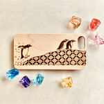 木製スマホケース iPhone ペンギン[ソフトTPUタイプ]＊ウッドバーニング＊【受注制作】