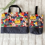 レッスンバッグ 上靴入れセット さくらんぼ　おうち　　　　レッド&ネイビー