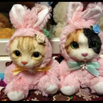うさぎシリーズラスト3体🐰🐰🐰うさぎの着ぐるみ猫ちゃん🐰🐱　　三毛猫ちゃん　羊毛フェルト