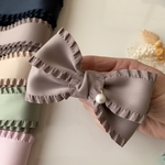 サテンフリルシンプルリボンバレッタ①(ポニーフックに変更可)