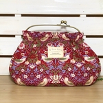 ウィリアム・モリス【いちご泥棒】レッド★2way台形がま口バッグ★Moda fabrics★ストロベリーシーフ★Moda fabrics