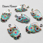 【D-0239】8pcs　フクロウ　24×13mm　グリーン　チャーム