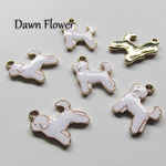 【D-0245】10pcs　犬　19×16mm　ホワイト　チャーム