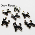 【D-0246】10pcs　犬　19×16mm　ブラック　チャーム