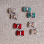 小さなリボンのヘアゴム2個セットNO.2＊ビーズ刺繍＊