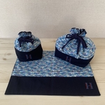 リバティ＆イニシャル刺繍のお弁当グッズ
