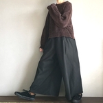 ■切替ワイドフレアパンツ■チノクロス■ブラック