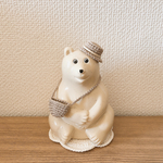 しろくま貯金箱 帽子とポシェット(ベージュ)