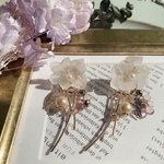 《送料無料》紫陽花とじゃらじゃらチャームのピアス/イヤリング/ノンホールピアス❁︎