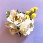 花飾り ミモザ バラ(薔薇) 春 コサージュ (Mサイズ) ブローチ 髪飾り
