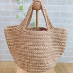 模様編みの麻のバッグ