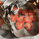 【2コずつ販売】JIRI＊IVANA#czech beads#チェコビーズ　heart♡22㎜ stripe red /bronze