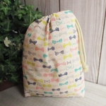巾着袋(24cm×18cm)＊給食袋＊入園入学/通園通学【206-A】