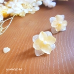 minne限定　紫陽花のピアス/イヤリング　　HAPPYイエロー　パール❁金属アレルギー対応　春