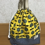北欧柄 手持ち巾着袋 普段使いに★お着替え袋に