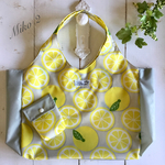 再販★新柄　ナイロンエコバッグ　れもん(グレー×グレー)Lサイズ