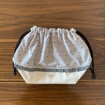 グレーの小花の弁当袋☆