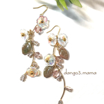 1点物☆お花☆ジルコニア付ウェーブスティックのピアス/イヤリング