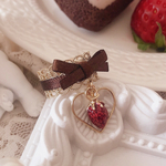 strawberry charm × brown🍓♡ lace ring