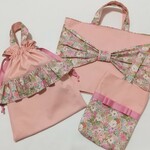 セット割☆入園・入学３点セット＊ピンクの花柄ビックリボン