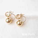 2pcs ピアスパーツ ラウンド ゴールド